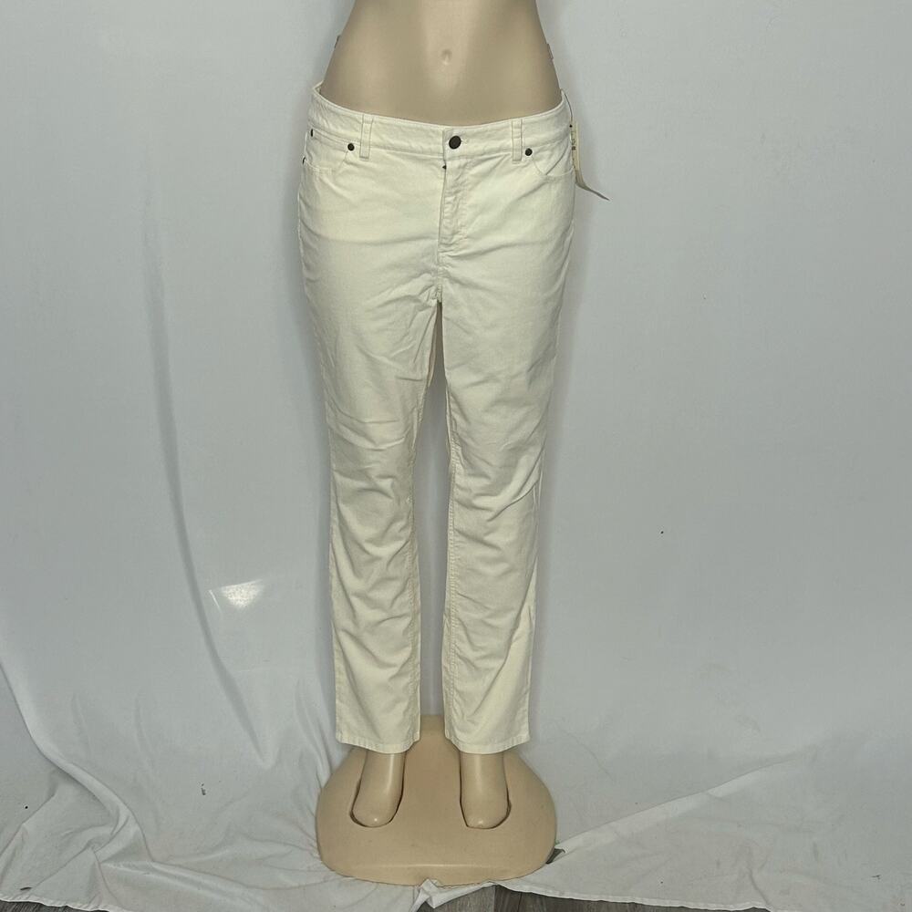 Talbots Flawless Corduroy Pants 12P Ivory Straight Leg Five Pocket NWT